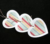 Striped Heart Tags - set of 3 - Handcrafted gift tags - dr17-0068
